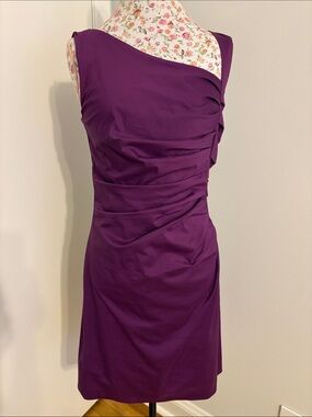 Suzi Chin by Maggy Boutique Sleeveless Purple Ruched Sheath Dress size 8
